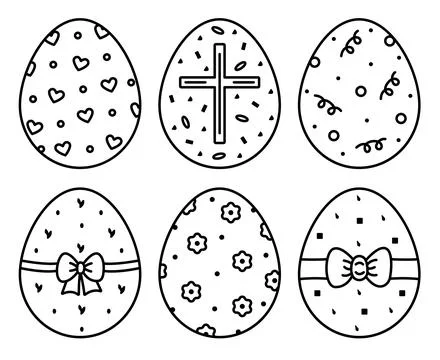 Black line Easter eggs set Stock Illustration