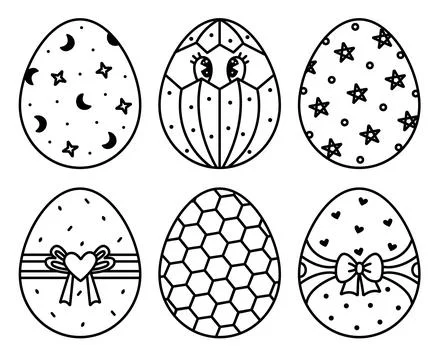 Black line Easter eggs vector set Stock Illustration