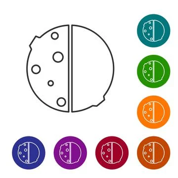 Black line Eclipse of the sun icon isolated on white background. Total sonar Stock Illustration