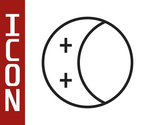 Black line Eclipse of the sun icon isolated on white background. Total sonar Ilustração Stock