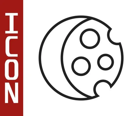 Black line Eclipse of the sun icon isolated on white background. Total sonar Illustrazione stock