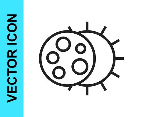 Black line Eclipse of the sun icon isolated on white background. Total sonar Stock Illustration