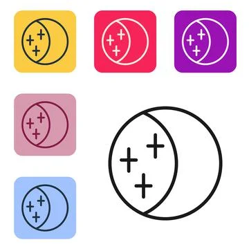Black line Eclipse of the sun icon isolated on white background. Total sonar Stock Illustration