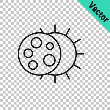 Black line Eclipse of the sun icon isolated on transparent background. Total Stock Illustration