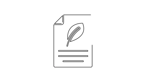 Black line Eco paper with leaf icon isolated on white background. Suitable for Stock Footage 154736326