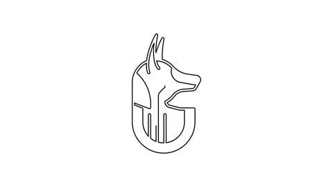 Black line Egyptian anubis icon isolated on white background. 4K Video motion Stock Footage 168588232