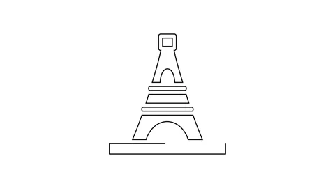 Black line Eiffel tower icon isolated on white background. France Paris landmark Stock Footage 160273183
