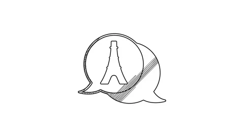 Black line Eiffel tower icon isolated on white background. France Paris landmark Stock Footage 201613964