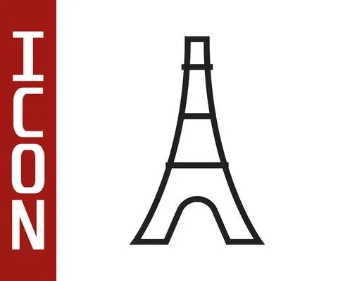 Black line Eiffel tower icon isolated on white background. France Paris landmark Stock Illustration