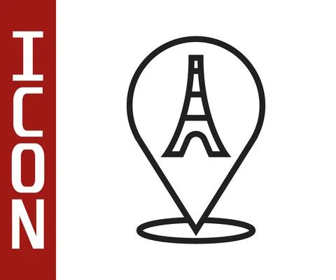 Black line Eiffel tower icon isolated on white background. France Paris landmark Stock Illustration