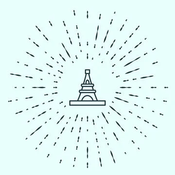 Black line Eiffel tower icon isolated on grey background. France Paris landmark Illustrazione stock