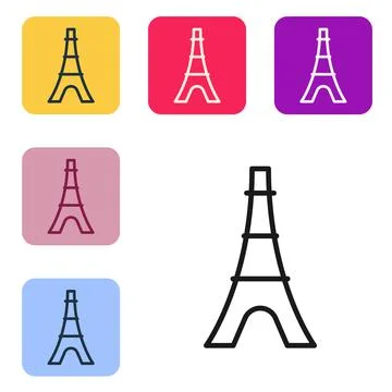 Black line Eiffel tower icon isolated on white background. France Paris landmark 스톡 일러스트