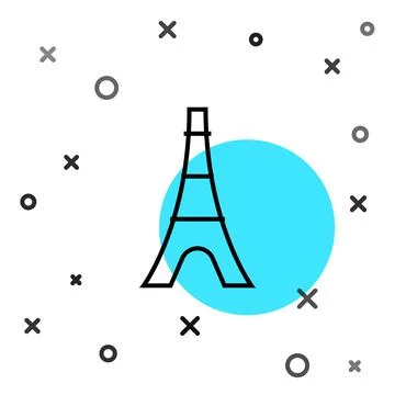 Black line Eiffel tower icon isolated on white background. France Paris landmark Illustrazione stock