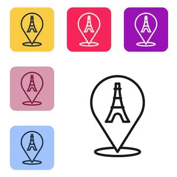 Black line Eiffel tower icon isolated on white background. France Paris landm 스톡 일러스트