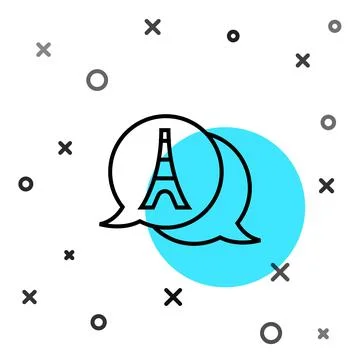 Black line Eiffel tower icon isolated on white background. France Paris lan.. Stock Illustration