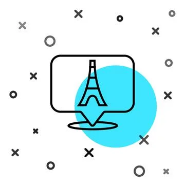 Black line Eiffel tower icon isolated on white background. France Paris lan.. Ilustración de archivo