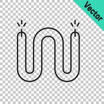 Black line Electric cable icon isolated on transparent background. Electrical Stock Illustration