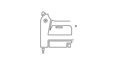 Black line Electric construction stapler icon isolated on white background Stock Footage 160229389