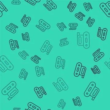 Black line Electric planer tool icon isolated seamless pattern on green bac.. Stock Illustration
