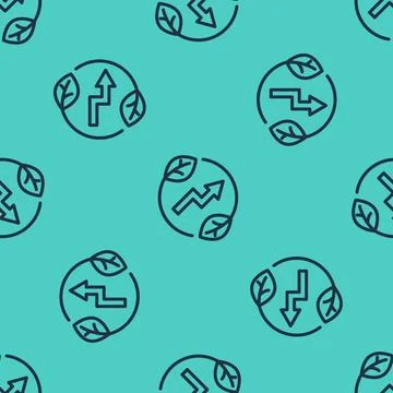 Black line Electric saving plug in leaf icon isolated seamless pattern on g.. Illustrazione stock