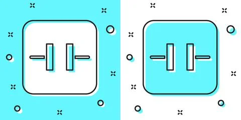 Black line Electrolytic capacitor icon isolated on green and white background Stock Illustration