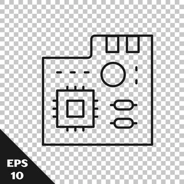 Black line Electronic computer components motherboard digital chip integrated Illustrazione stock