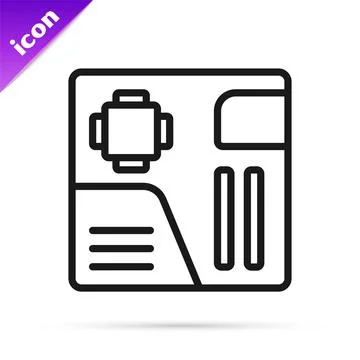 Black line Electronic computer components motherboard digital chip integrated 스톡 일러스트