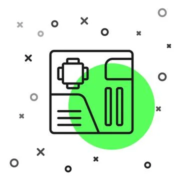 Black line Electronic computer components motherboard digital chip integrated Stock Illustration