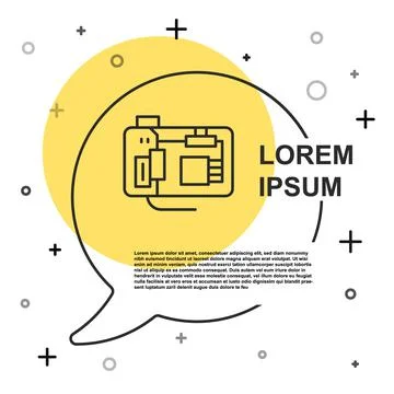 Black line Electronic computer components motherboard digital chip integrated Stockillustratie