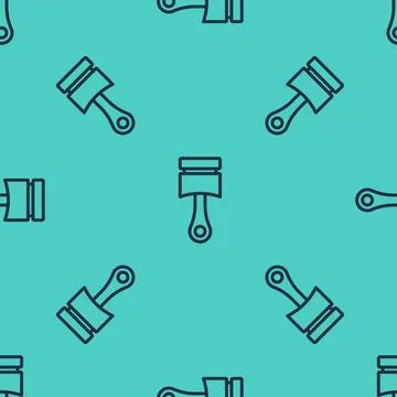 Black line Engine piston icon isolated seamless pattern on green background. Car 스톡 일러스트