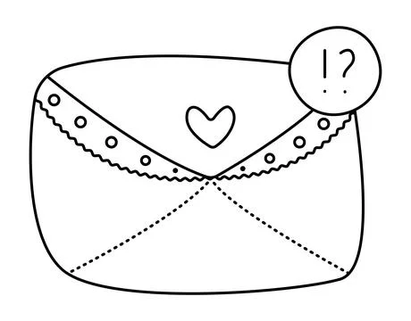 Black line envelope doodle Stock Illustration