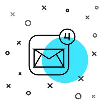 Black line Envelope icon isolated on white background. Received message concept Stock Illustration