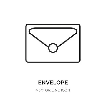 Black line envelope icon mail logo message vector Stock Illustration
