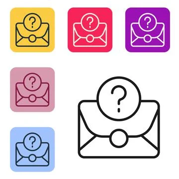 Black line Envelope with question mark icon isolated on white background. Letter Stock Illustration