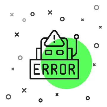 Black line Error in the operation program of the robot icon isolated on white 스톡 일러스트