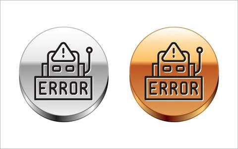 Black line Error in the operation program of the robot icon isolated on white イラスト素材