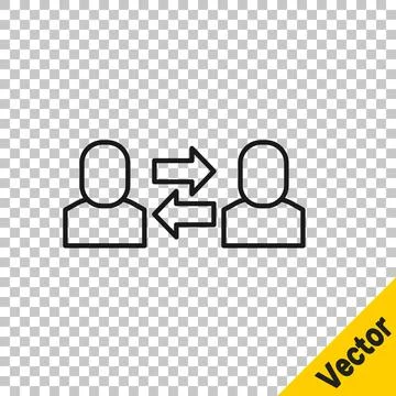 Black line Exchange work icon isolated on transparent background. Information Stockillustratie