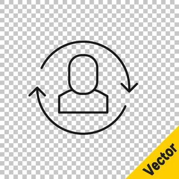 Black line Exchange work icon isolated on transparent background. Information Stockillustratie