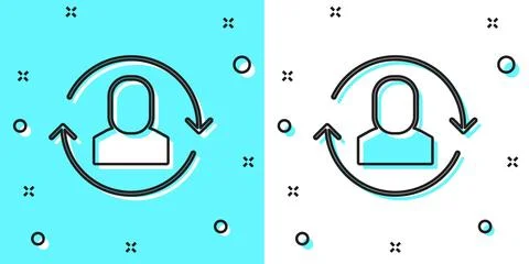 Black line Exchange work icon isolated on green and white background Stockillustratie