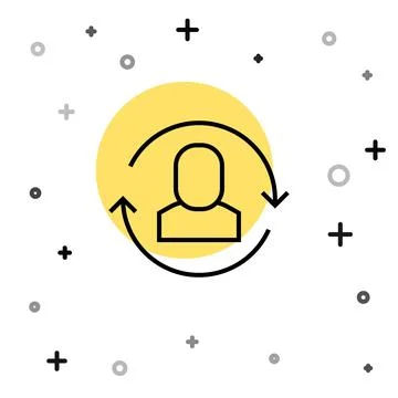 Black line Exchange work icon isolated on white background. Information exchange Illustrazione stock