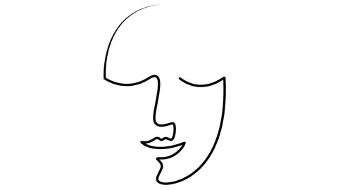 Black line face 2 white Video stock 261077740