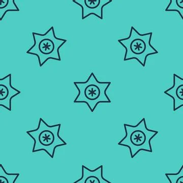 Black line Falling star icon isolated seamless pattern on green background... Illustrazione stock