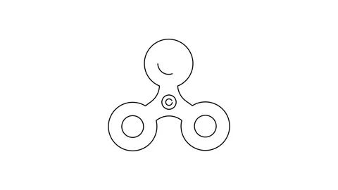 Black line Fidget spinner icon isolated on white background. Stress relieving Stock Footage 139036346