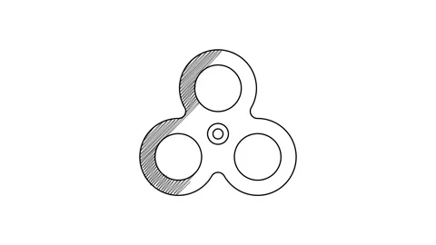 Black line Fidget spinner icon isolated on white background. Stress relieving Stock Footage 201610912