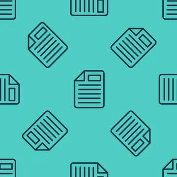 Black line File document icon isolated seamless pattern on green background Stock Illustration