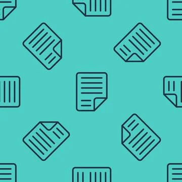 Black line File document icon isolated seamless pattern on green background Illustrazione stock