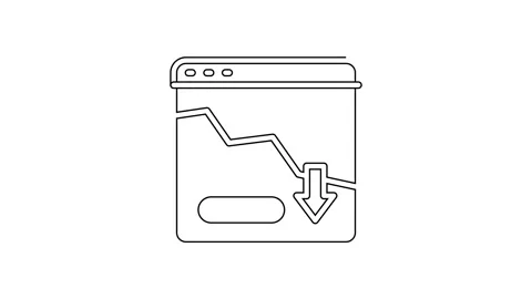 Black line Financial growth decrease icon isolated on white background Stock Footage 159344432