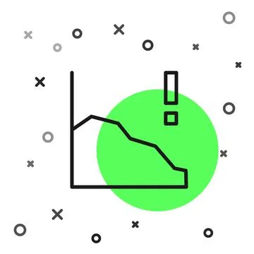 Black line Financial growth decrease icon isolated on white background Stock Illustration