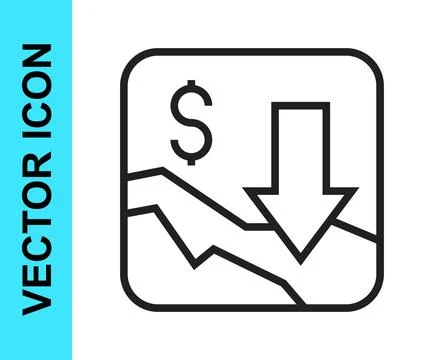 Black line Financial growth decrease icon isolated on white background. Inc.. Stock Illustration