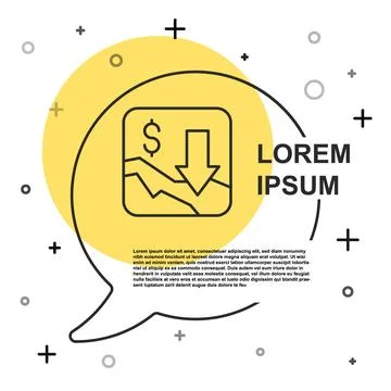 Black line Financial growth decrease icon isolated on white background. Inc.. Stock Illustration